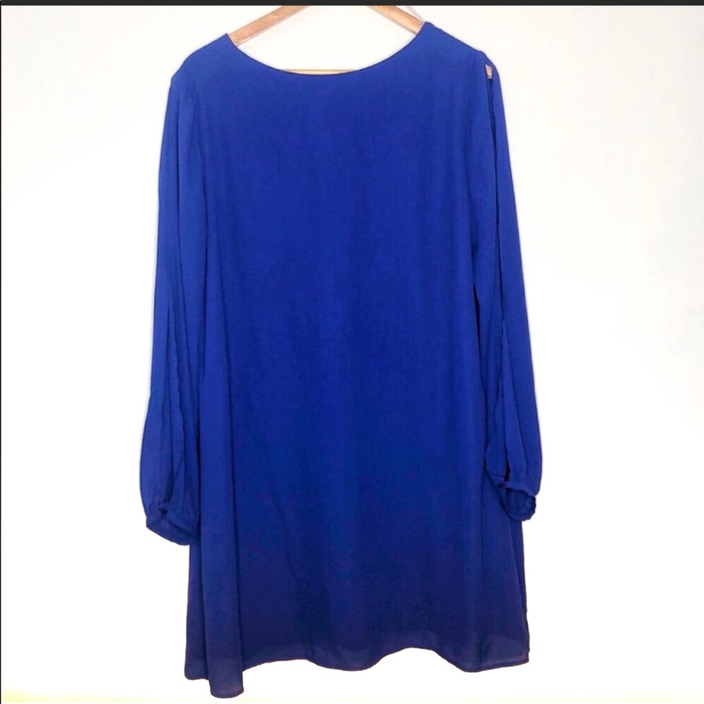 Worthington blue V-neck open sleeve dress sz lg - Picture 2 of 3